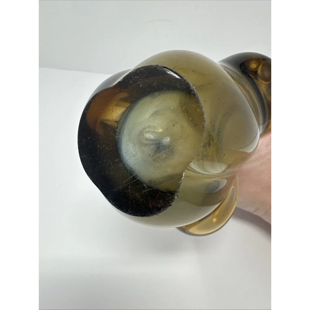 Vintage Murano? Style Sommerso MCM Blue & Amber Submerged Art Glass Vase